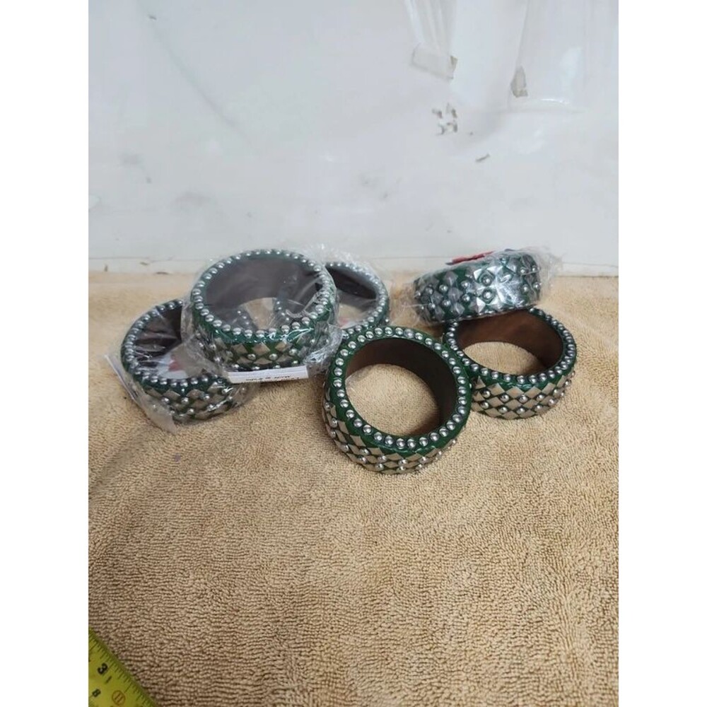 6 studded wooden bracelets